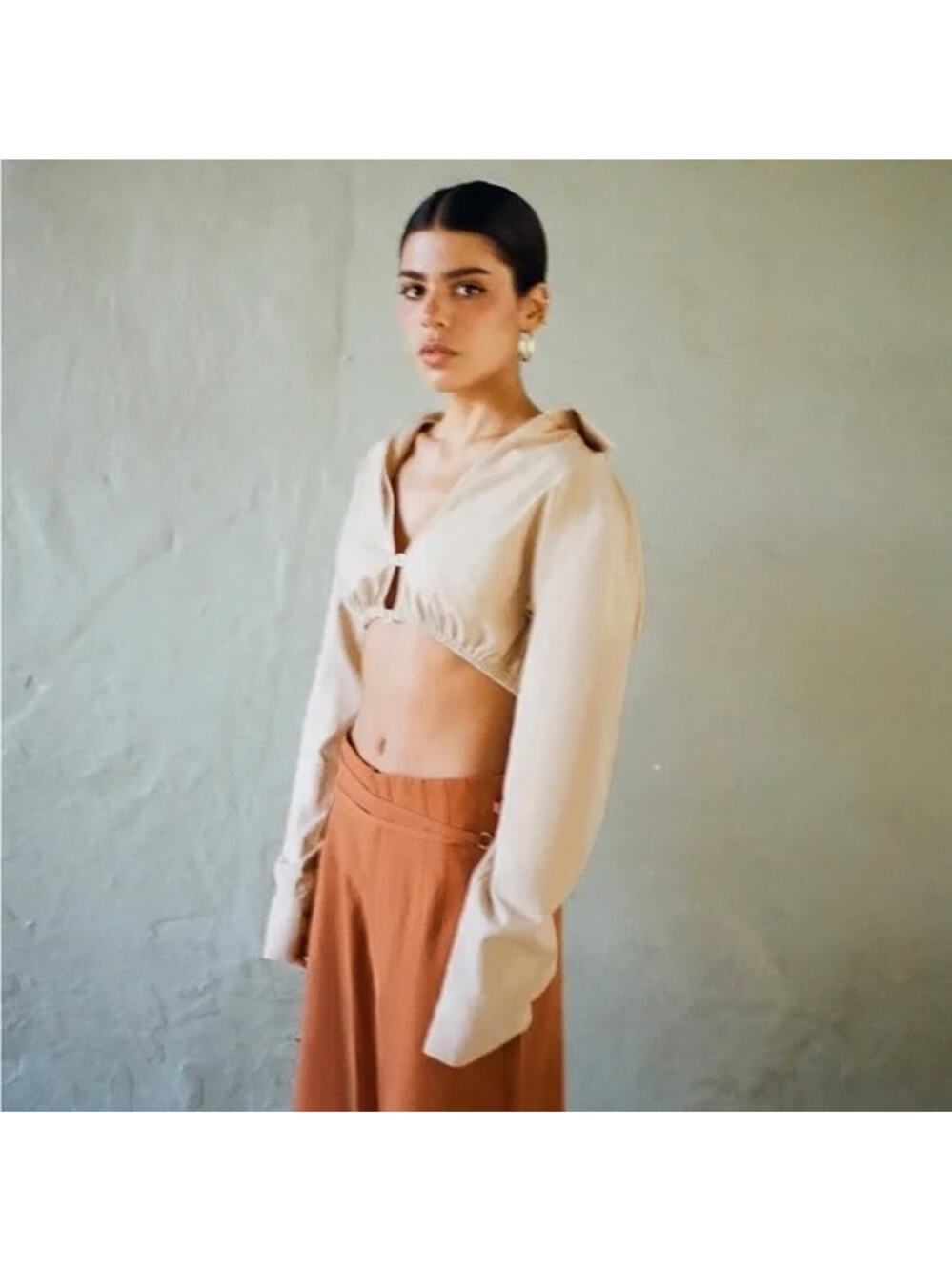 Zara Women's Crop Collar Shirt Size S